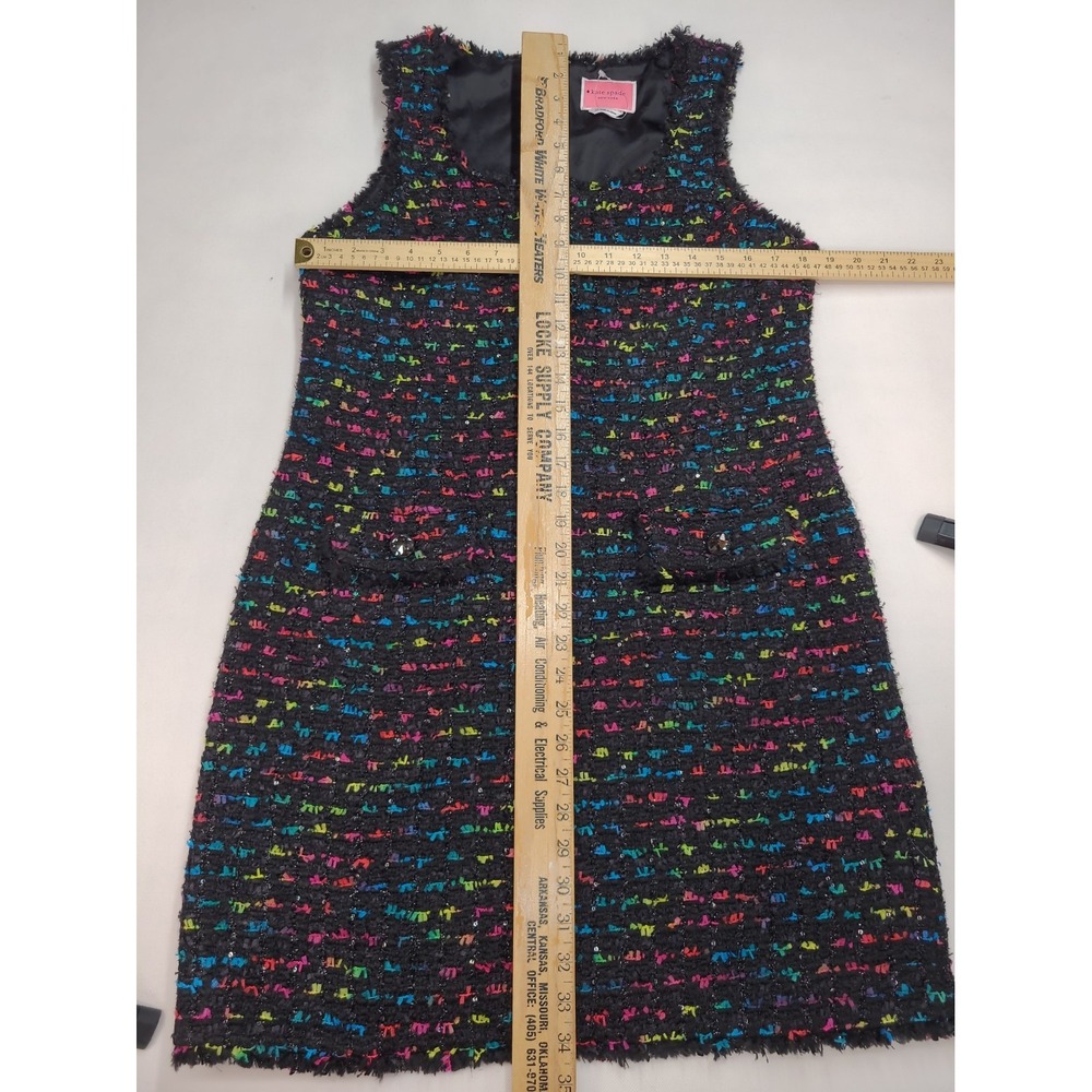 Kate Spade Women's Metallic Black Tweed Sleeveless Round Neck Shift Dress Sz 10 - Picture 11 of 12